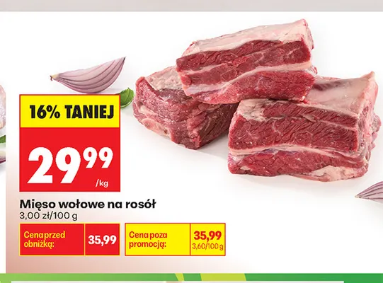 Mięso wołowe na rosół promocja w Biedronka