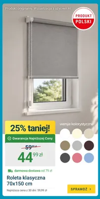 Roleta klasyczna 70x150 cm promocja w ERLI