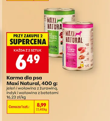 Karma dla psa Maxi Natural jeleń i wołowina z żurawiną promocja w Biedronka