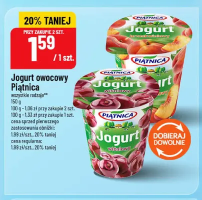 Jogurt owocowy wiśniowy Piątnica promocja w POLOmarket