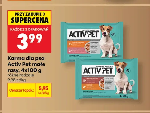 Karma dla psa Activ Pet małe rasy w sosie promocja w Biedronka