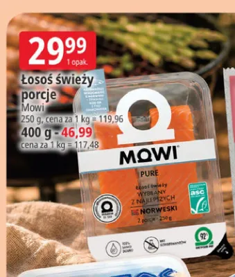 Łosoś świeży porcje Mowi promocja w Leclerc