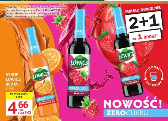 Syrop truskawkowy Łowicz Zero Cukru promocja w Selgros