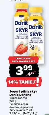 Jogurt pitny skyr różne rodzaje promocja w Netto