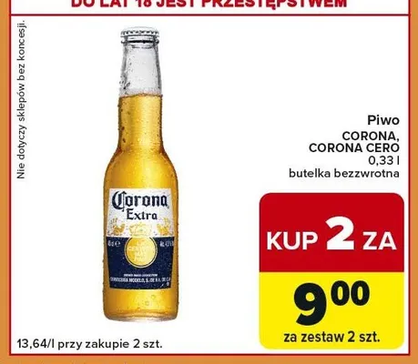 Piwo bezalkoholowe Corona Cero promocja w Carrefour Express