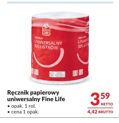 Ręcznik papierowy uniwersalny Fine Life promocja w Makro