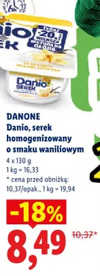 Serek homogenizowany o smaku waniliowym Danio 4-pak promocja w Lidl
