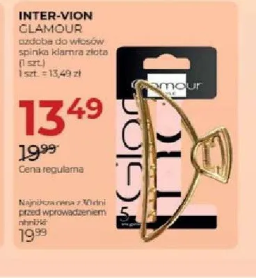 Ozdoba do włosów spinka klamra złota Inter-Vion Glamour promocja w Drogerie Jawa