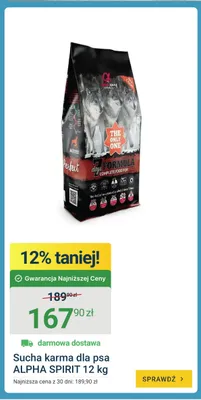 Sucha karma dla psa Alpha Spirit 12 kg promocja w ERLI