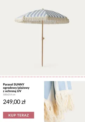 Parasol ogrodowy plażowy Sunny z ochroną UV 180x214 cm promocja w Homla