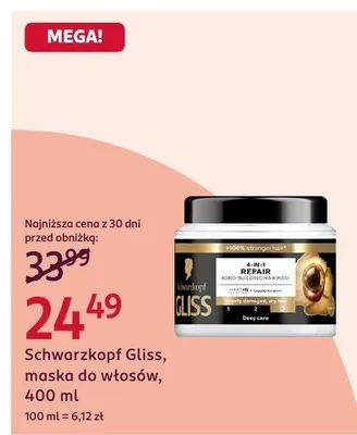 Maska do włosów Schwarzkopf Gliss 400 ml promocja w Rossmann