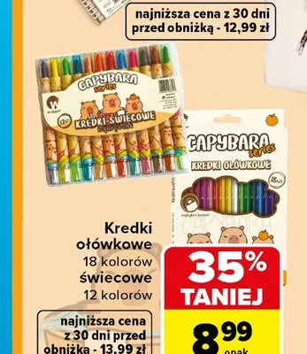 Kredki świecowe Capybara 12 kolorów promocja w Carrefour
