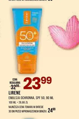 Emulsja ochronna Lirene SPF 50 promocja w Drogerie Natura