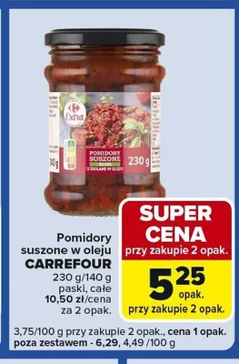 Pomidory suszone w oleju paski, całe promocja w Carrefour Express