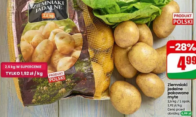 Ziemniaki jadalne pakowane myte promocja w Dino
