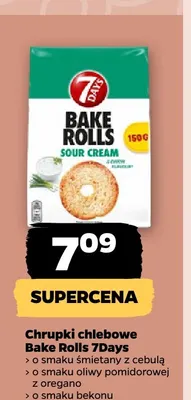Chrupki chlebowe Bake Rolls 7Days o smaku oliwy pomidorowej z oregano promocja w Netto