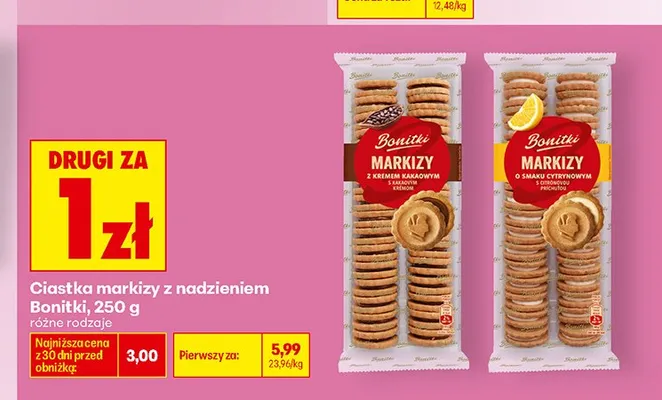Ciastka markizy z kremem kakaowym Bonitki promocja w Biedronka