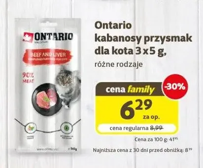 Kabanosy przysmak dla kota Ontario 3-pak promocja w Super Zoo
