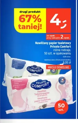 Nawilżany papier toaletowy Private Comfort promocja w Dealz