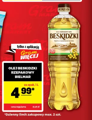 Olej rzepakowy Beskidzki Bielmar promocja w Gram Market