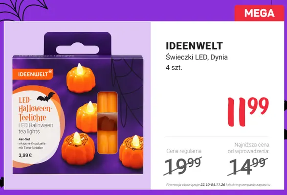 Świeczki LED dynia Ideenwelt promocja w Rossmann