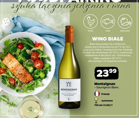 Wino białe Montaignan Sauvignon Blanc promocja w Netto