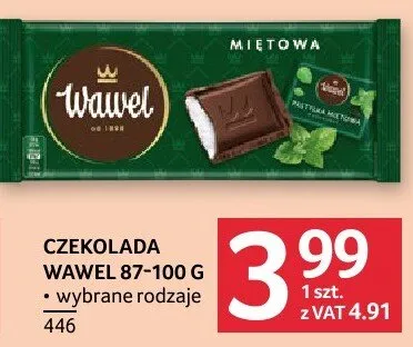 Czekolada WAWEL MIĘTOWA 100 g promocja w Selgros