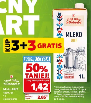 Mleko UHT Stąd takie Dobre! 1,5% tł. promocja w Kaufland