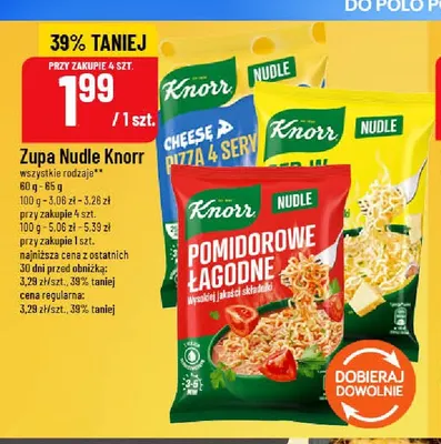 Zupa Nudle Pomidorowe Łagodne Knorr promocja w POLOmarket