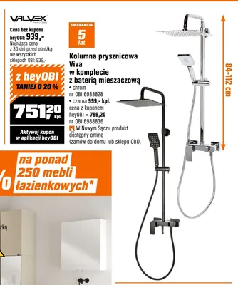 Kolumna prysznicowa Valvex Viva chrom w komplecie z baterią mieszaczową promocja w OBI