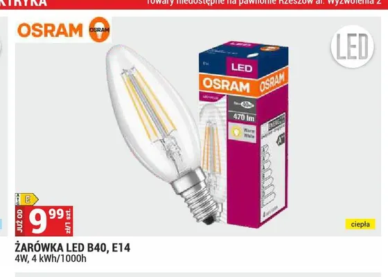 Żarówka LED Osram B40 E14 4W promocja w Merkury Market