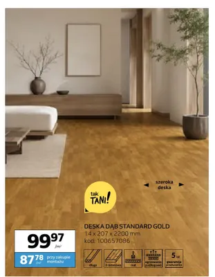 Deska Dąb Standard Gold 14x207x2200 mm Barlinek promocja w Komfort