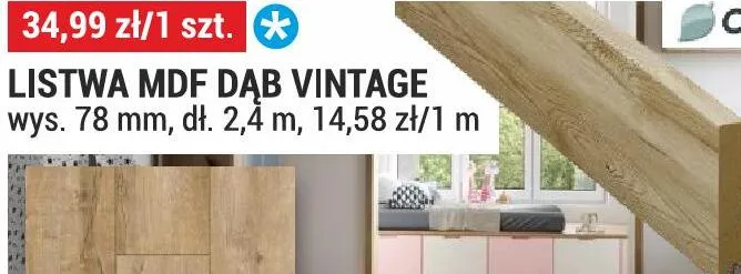 Listwa MDF Dąb Vintage promocja w Merkury Market