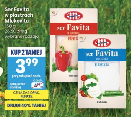 Ser Favita w plastrach papryka Mlekovita promocja w Delikatesy Centrum