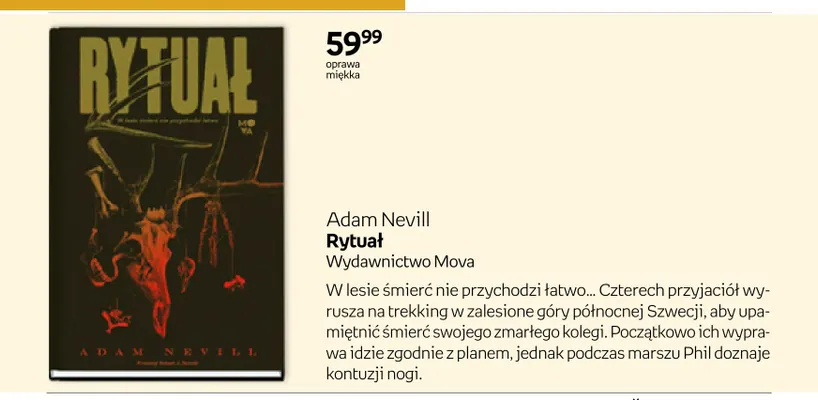 Książka Rytuał Adam Nevill promocja w Empik