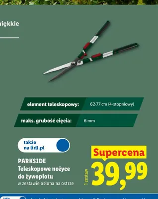 Teleskopowe nożyce do żywopłotu Parkside promocja w Lidl
