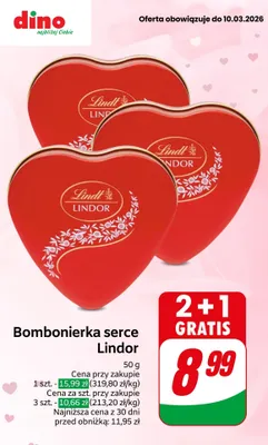 Bombonierka serce 2+1 GRATIS promocja w Dino