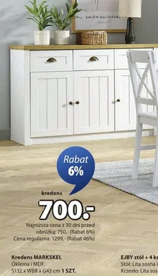 Stół EJBY + 4 krzesła promocja w Jysk