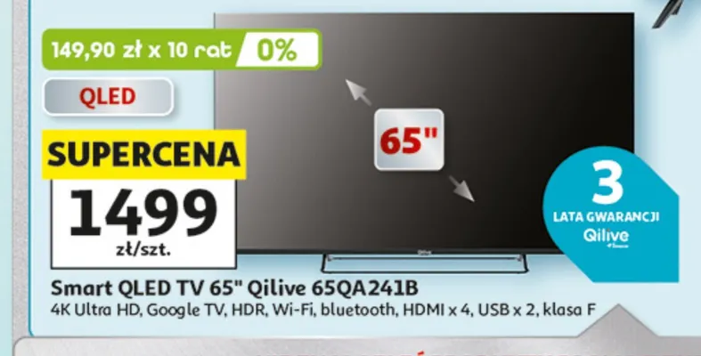 Telewizor Smart Qled 65" Qilive 65QA241B promocja w Auchan
