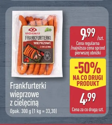 Frankfurterki wieprzowe z cielęciną Kabanos promocja w Aldi