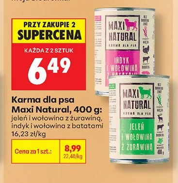 Karma dla psa Maxi Natural indyk i wołowina z batatami promocja w Biedronka