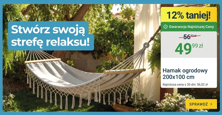 Hamak ogrodowy 200x100 cm promocja w ERLI