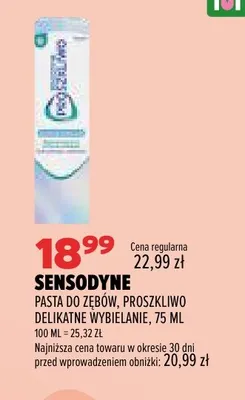 Pasta do zębów Proszkliwo Delikatne Wybielanie Sensodyne promocja w Drogerie Natura
