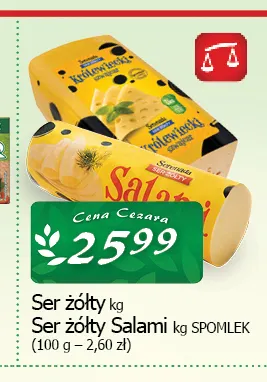 Ser żółty Salami Spomlek promocja w CEZAR Delikatesy