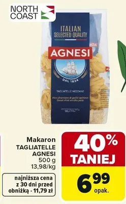 Makaron TAGLIATELLE MEZZANE AGNESI promocja w Carrefour