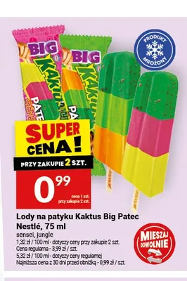 Lody na patyku Kaktus Big Patec Nestlé sensei promocja w Twój Market