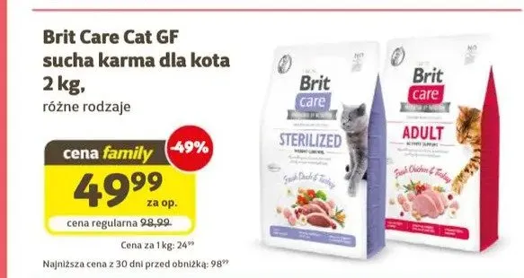 Sucha karma dla kota Brit Care Cat GF Sterilized Weight Control promocja w Super Zoo