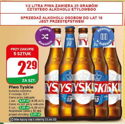 Piwo bezalkoholowe Tyskie Zero promocja w Dino