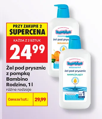 Żel pod prysznic z pompką Bambino Rodzina Mirabelka promocja w Biedronka