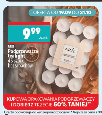 Podgrzewacze tealight bezzapachowe Aril promocja w Biedronka Home